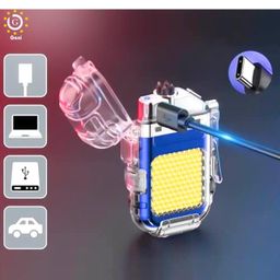 Geni Electric USB Rechargeable Plasma Lighter with Dual Arc | Waterproof Cool Lighter with 3-Mode COB Flashlight, Transparent Shell & Pocket Clip | Windproof, Flameless EDC (Multicolor) image 3