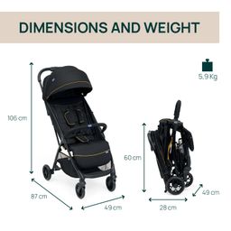 Chicco Glee Black I Compact Easy Foldable Baby Stroller Pram I with Soft Padded Seats I Canopy and Practical Mesh I 0-5 Years I Window On Canopy - Glee Uneven Black Stroller image 3