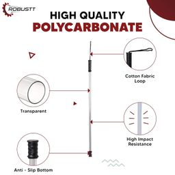 Robustt Polycarbonate Security Stick (Pack of 1) High Impact resistance, Durable, Light weight, Scratch proof, Anti Slip Bottom Security Stick/Walking Cane image 4