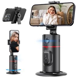 qirita Auto Face Tracking Tripod,No App,Smart Shooting Phone Holder With Remote,360° Rotation Body Phone Camera Mount Extendable Body Smart Tracking For Vlog/Tik Tok,Rechargeable Battery(Black) image 1