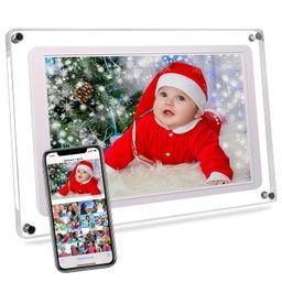 Maovz 10.1-Inch Wi-Fi Digital Picture Frame with Frameo App - Acrylic Frame Design, 32GB Storage, IPS Touchscreen, Auto-Rotate, Easy Sharing via App (10.1 Inch) image 1