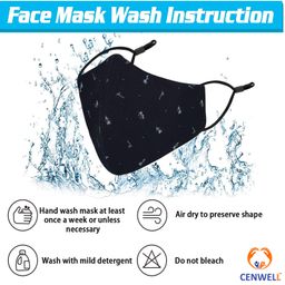 Cenwell 3 Pcs Pure Cotton Face Mask with Nose Pin, Melt Blown Layer, Adjustable Ear Loop & Ear Saver Strap, Reusable Washable Fabric Mask For Men & Women image 4