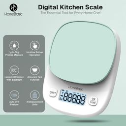 HOMEBASIC Digital Kitchen Weighing Scale 5Kg, High-Precision 0.1g Accuracy | LCD Display, Tare Function, Multi-Units (g, oz, lb, ml) Portable Weight Machine Food Scale for Cooking Baking Diet (Green) image 2