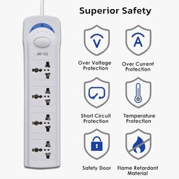 tmzuamoz Ant Plus Electric 400 Extension Board with 4 Universal Sockets, 3 Meter Long Cord, 2000 Watts, 6 Amp Multi Plug for Office & Home Appliances - White image 5