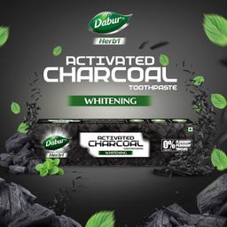 DABUR Herb'L Activated Charcoal Toothpaste-240G (120Gx2,Pack Of 2)|Black Gel Toothpaste|Whitening |Fluoride Free|Fights Plaque&Extrinsic Stains|With Power Of Mint|Cool&Refreshing Mouth Experience image 2