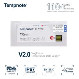 Tempnote Lite V2.0 Single Temperature PDF Data Logger, Emirates Airlines Approved, EN12830 Certified image 3