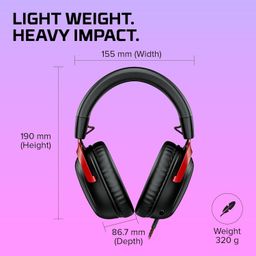 HyperX Cloud III Wired Gaming Over Ear Headset, Pc, Ps5, Xbox Series X|S, Angled 53Mm Drivers, DTS, Memory Foam, Durable Frame, Ultra-Clear 10Mm Mic, USB-C, USB-A, 3.5Mm Black/Red (727A9Aa) image 3