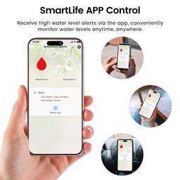 mokyduo Smart WiFi High Water Level Alarm with Mobile App Alerts, Sump Pump Alarm, Water Level Sensor Detector, 90dB Siren, LED Strobe, IP44 Waterproof, Easy-Install, Protect Home from Water Damage image 2