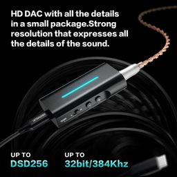 Letshuoer DT03 Headphone Amplifier Portable High Resolution DAC/AMP Supports 32bit/384kHz and DSD256 Headphone with USB Input and Dual Outputs 3.5mm/4.4mm for Smartphones/Laptop/PC/Music Players image 5