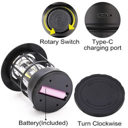 Kreshu High Capacity Portable Lanterns with Metal Handle and Rechargeable Solar Panal | Ultra Bright LED Light with USB Charge Input Output Camping Lightweight Power Bank for Outdoor (Black) image 3