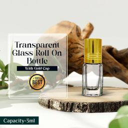 nsb herbals Empty Clear/Transparent Glass Roll On Bottles (3 ml) With Gold Cap For Essential Oils, Perfumes, Lip Balms | Refillable Bottle (Pack Of 3) image 3