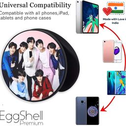 eggshell eggshell® Selfie Grip Stand for Tablets Premium Super Matt Finish Effect Mobile Back Holder (Mobile Selfie Finger Grip) with Expanding Stand for All Smartphones & Tablets (BTS Group Togather) image 3