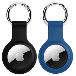 SQUIF Pack of 2 Airtag Case for Airtags Silicone Case Protective Cover for Airtag Case Locator Tracker Anti-Lost Device Keychain Protection Sleeve (Black_Blue) image 1