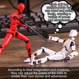 NHCDFA 2 Pcs Action Figure, Stick Titans, Stick Titan Portable and Easy to Use Model Toy Very High Degree of Freedom Multi Articular Mobile Robot Doll Desktop Decoration (Red, Blue) image 4