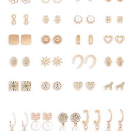 zaveri pearls Set of 25 Gold Tone Contemporary Studs & Drop Earrings For Women-ZPFK15140 image 1