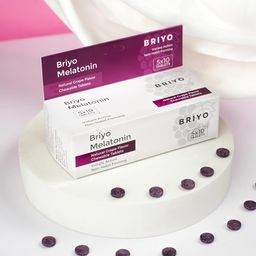 Briyo Melatonin 3 mg Natural grape flavoured Chewable Tablets - Fast-Acting Quick Dissolve Night time Relaxation & Restful Sleep Support - Sleep Aid - 50 Chewables pack image 5