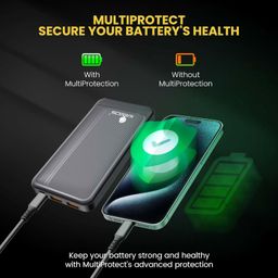 Kratos PowerBank 10000 mAh 22.5W Fast Charging, 3 Output - Dual USB & USB Type C Output & Input, Power Delivery, BIS Certified, Made in India,Power Bank Compatible for Smartphones &Tablets, Black image 3