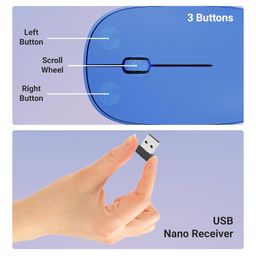 ZEBRONICS Haze Wireless Mouse for Computers, Laptops with 1200 DPI, Advanced Optical Sensor, 2.4GHz USB Nano Receiver, Plug - Play Usage, Power Saving Mode and Comfortable use on Most Surfaces - Blue image 5