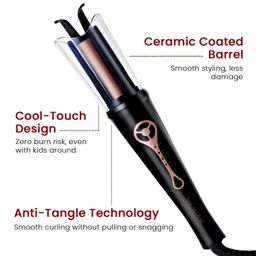 Urban yog MakeMeeBold Automatic Hair Curler| Easy Two-Way Curling Iron with 4 Temperature Settings | Anti-Scald Design, Quick Curls in 10-15 Min, Tangle-Free, Ceramic Coating, 360° Swivel Cord image 3