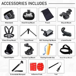 yantralay 15 in 1 Hero Accessories Kit for Cameras - Compatible with Hero 13/12/11/10/9/8/7/6/5 - Insta 360 One R/RS/Osmo Action 3 & 4 - Includes Selfie Monopod, Straps, Mounts & More image 2