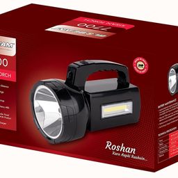 GLOBEAM Kisan 7700 ABS Plastic Rechargeable Torch with Long Range Focus Light and Long Hours Back image 3