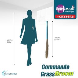 Sparkmate By Crystal Commando Grass Broom/Phool Jhadu (Hard_Floor, Plastic Handle, Assorted) image 3