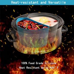ycgcp 3 in 1 Kit Silicone Slow Cooker Liners, Reusable Slow Cooker Divider Insert for 6-7-8-10 QT Oval Slow Cooker, BPA Free Leak-Proof Dishwasher Safe Slow Cooking Bag Liner image 3