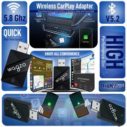 wagzo Wagzo-Wireless CarPlay Adapter Convert Wired Carplay/Android auto Dongle to Wireless | Plug & Play Wireless Car Connectivity, Easy Installation, Fast Connection image 2
