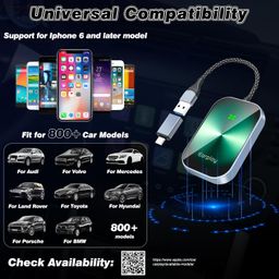 xintuo 2-in-1 Wireless CarPlay Adapter Android Auto Adapter, Convert Wired to Wireless CarPlay Dongle, Plug & Play USB Adapter for Cars, Seamless Control Adapter for iOS 10+/ Android 11+ (Green) image 2