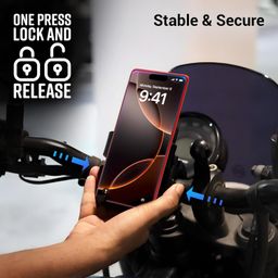 ZEBRONICS BMH110, Bike Mobile Holder, Upto 6.1 inches, 360° Rotatable, One Press Lock and Release, Stable and Secure, Anti-Skid Silicone Pads, Cable Management, for Maps & Navigation image 4