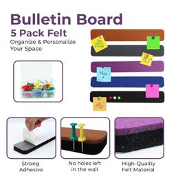RANUR Self Adhesive Felt Bulletin Bar Strip, Reminder Board with 35pcs Drawing Pins, Lightweight to Do List Board for Wall Soft Board for Study Room, Photos, Schedules, Size 33 X 5 X 1.3 cms (Color) image 2