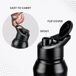 MILTON Comet 1000 Stainless Steel Water Bottle 980 ml, Single Walled, ISI Certified I Leak Proof Lid, Rust Proof I For School, Office, Gym I Black image 5