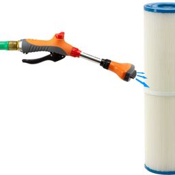 Jet Stream Spa & Pool Filter Cleaner Dual Tool Set with Fan Spray Head for Outer Pleats + Long-Reach 360Ã‚° Cartridge Core Cleaning Wand image 2