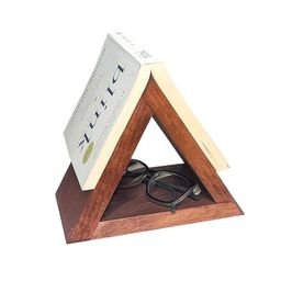 generic Wooden Triangle Book Stand, Desktop Book Holder Display Rack, Book Lover Design, Decorative Shelf Organiser image 5