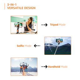 amazon basics Bluetooth-Enabled Extendable Selfie Stick/Tripod with Wireless Remote, 360-Degree Adjustable, Compatible with iPhone and Android Smart Phones (Black) image 4