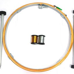 VRADAH 18Inch Whit Color Aari Stand with 18Inch Wooden Hoop/Frame, with A1 Gold, A1 Silver Zari Threads Combo, Stand with White Powder Coat Finish, Adjustable Stand Legs with Bush. image 1