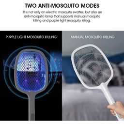 MEXPONE 6 LED Mosquito Killer Racket Rechargeable Handheld Electric Fly Swatter Mosquito Killer Racket Bat with UV Light Lamp Racket USB Charging Base, Electric Insect Killer (White) image 4