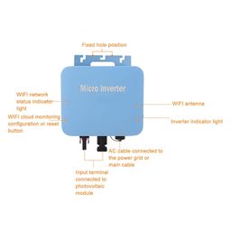 Grid Tie Inverter, DC PV Input MPPT Pure Sine Micro Inverter, or Mobile APP Monitor, Automatic Power Lock, 120V Solar Panel Inverter with Integrated AC Output image 5