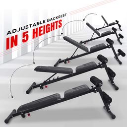 PowerMax Fitness BM-100A Adjustable Multi-functional Bench Press for Home and Gym Max User Weight 130kg with 5 Level Back Rest Incline Secured Adjustments and 8 Level Handlebar Height Adjustment image 2