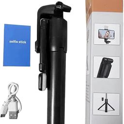 generic R1S Bluetooth Selfie Sticks with Remote and Selfie Light, 3-in-1 Multifunctional Selfie Stick Tripod Stand Compatible with All Phones image 1