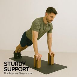 growstep Yoga Block for Flexibility and Balance Training, Cork and EVA Material, Dual-Layer Design (Brown, Medium) image 5