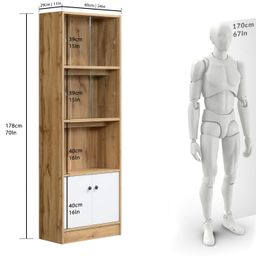 DeckUp Plank Cove Engineered Wood Book Shelf and Display Unit Cabinet ( Set of 1 ,Wotan Oak and White) image 2