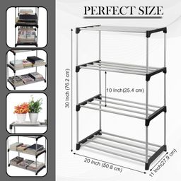 LOTSPEK Book Shelf for Home Library, Multipurpose Portable Bookshelf, Unbreakable Material, 4 Layer - Black image 2