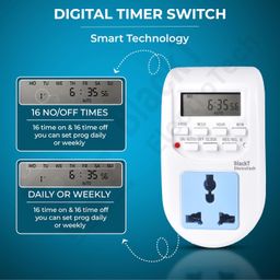 Blackt Electrotech BlacktElectrotech BT41P : (3 PIN) Plug-in 24x7 Digital Programmable Timer Socket Type for Mobile Charging, Lightning Control, Glow Sign Board ETC image 5