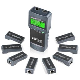 NOYAFA Network Cable Tester - Cable Wire Fault Finder For RJ45 Cat5, Cat6, 5E, 6E Measure Length, Locate The Breakage Point, Check Wiring Error With 8 Far-End Passive Test Jacks, White & Black image 1