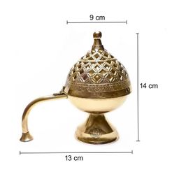 DSH CRAFTING YOUR CURIOSITY Dsh Home Purifying Brass Dhuna Loban Burner Dhooni Dhoop Dani Dhuni Brass Table Dhoop Dani Incense Burner For Loban(Round) image 2