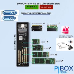 NVME M2 Enclosure, PiBOX India NVMe SSD Enclosure - USB 3.2 10Gbps, Tool-Free M.2 NVMe Case, PCI-E NVMe Reader, USB-C, Supports M & B&M Keys, 2230/2242/2260/2280 SSDs, REALTEK RTL9210 Chipset image 4