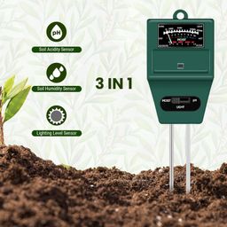 ROOTS & LEAF Solar pH Meter for Soil Testing - New 3 in 1 Soil Moisture Sensor, Soil pH Meter for Agriculture & Solar Light Meter, Moisture Meter for Plants, Acidity Tester - Pack of 1 image 2