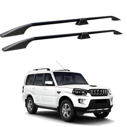 SHOPONE - Stylish Roof Rails (Drill Free) in Rocket Curve Design in Black Colour with Both Legs in Black for Scorpio image 1