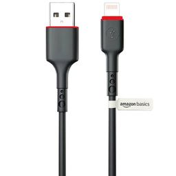 amazon basics TPE USB Lightning Fast Charging and Data Sync Cable, for iPhone 14, 13, 12, 11, X, 8, 7, 6, 5, iPad, Air, Pro, Mini (102cm, Black) image 1